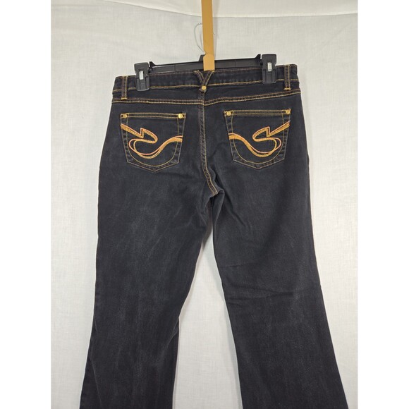 Y2K Southpole Women's Low Rise Bootcut Black Jeans Embroidered Size 9 - Picture 6 of 9